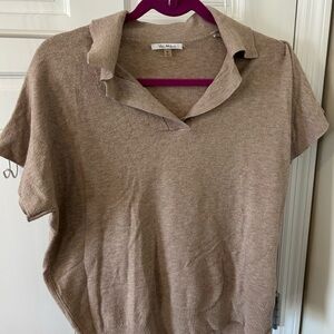 Stylish Polo Collar Short Sleeve Tee in Taupe